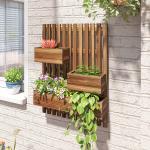 Blomlådor 3-pack för Väggmontering med Justerbar Placering Hållbar och Prisvärd Natur Massivt Trä 60 x 16 x 80 cm