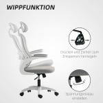 Ergonomisk Kontorsstol med Mesh-ryggstöd, Höjdjusterbar, Fällbara Armstöd och Gungfunktion, Grå