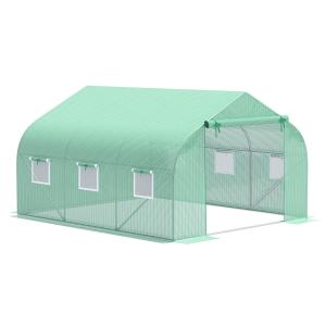 Folieväxthus Sadeltak Grön Folie för Tomater och Växter Trädgårdsodling Stabil Ram 350 X 300 X 200 Cm