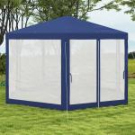 Lusthus Paviljong Sexkantig Blå av Polyester och Metall för Camping och Trädgård Vattentätt Partytält 4 x 3 m