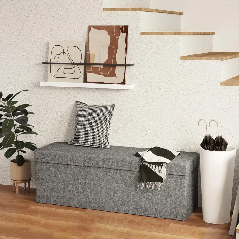 Bänk Förvaringsbänk Mörkgrå av Linnelook 110 x 38 x 38 cm