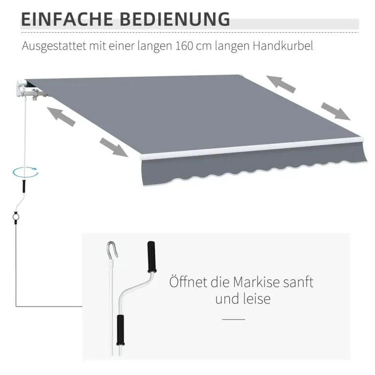 Ledarmsmarkis Klämmarkis Uteplatsmarkis 3,95 x 3 m