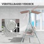 Hammock Trädgårdsgunga 2-Sits med Soltak Beige av Tyg och Metall för Trädgård och Terrass Gunga med Mugghållare 180 kg 175 x 112 x 165 cm