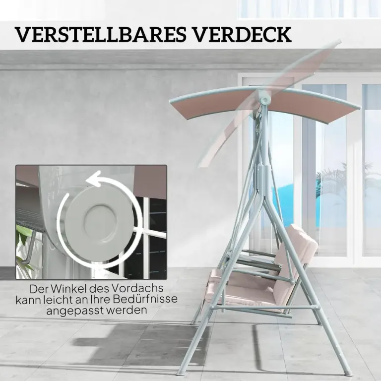 Hammock för Trädgård 2-Sits med Soltak 175 cm, Beige