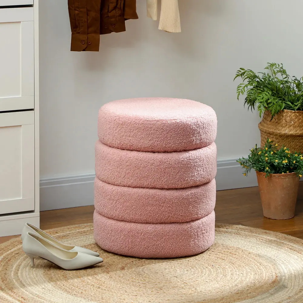 Rund Pall i Teddyfleece Upp till 120 kg Rosa Ø40x45 cm