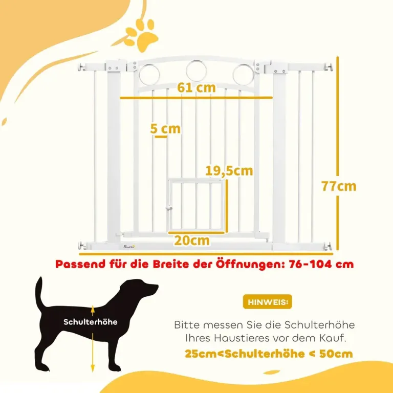 Säkerhetsgrind Trappgrind Vit av Stål för 76-104 cm