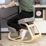 Knästol, Ergonomisk Sittpall för Sund Sittställning, Björkträ, upp till 120 kg, Grå