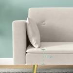 Bäddsoffa 2-Sits Soffa med Justerbart Ryggstöd Beige av Tyg för Vardagsrum och Sovrum Vadderad Soffa med Sovfunktion och Sidoficka