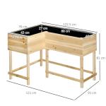 Upphöjd Odlingsbänk med Bevattning, Planteringslåda i Trä med Tyginsats, Ergonomisk Odling för Trädgård, Natur, 122 x 91 x 81 cm