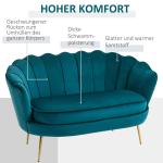 Soffa Loveseat 2-Sits Mörkgrön av Sammetslook ve Trä för Vardagsrum ve Sovrum Tjockt Stoppad Modern Dubbelsoffa 130 x 77 x 77 cm