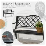 Trädgårdsbänk i Gjutjärn, Klassisk Parkbänk för 2 Personer, Robust Utemöbel med Ryggstöd, Svart, 128 x 58,5 x 89 cm