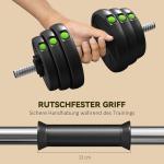 Hantelset 2 i 1 med Skivstång och Hantlar för Hemmaträning med Halkfria Grepp Ergonomisk och Hållbar Grön och Svart Plast och Stål 30 kg