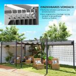 Pergola för Trädgård med Utdragbart Tak och UPF30+ Skydd för Solskydd Hållbar och Stabil Grå Polyester och Metall för Uteplats 3 x 3 m