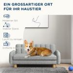 Hundsäng Hundstol Grå av Imitationslinne och Metall för Medelstora Hundar Bekväm Upphöjd Husdjurssoffa med Mjuk Kudde