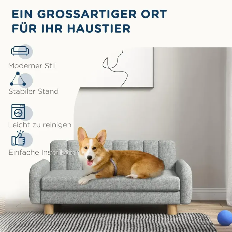 Hundbädd Grå av Imitationslinne och Metall