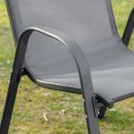 Stapelbara Trädgårdsstolar 2-Pack, Bekväma Utestolar med Armstöd, Väderbeständig Design i Metall och Textilene, Grå, 70 x 54 x 90 cm