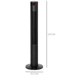 Tornfläkt med Fjärrkontroll 45 W 70° Svängning 12 H Timer 4 Lägen 3 Tysta Hastighetsnivåer Svart Ø31,5 X H117 Cm