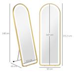 Helfigursspegel Väggspegel Guld av Glas och Aluminium för Garderob Dimbart LED Ljus med Touchknapp 47 x 146 cm