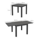 Trädgårdsbord Matbord Grå av Aluminium för Balkong och Trädgård Utbyggbart Uteplatsbord för 6 Personer 81-162 x 80 x 75 cm