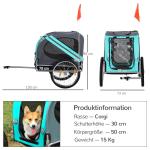 Hundcykelvagn Oxford-Tyg Säker Transportkärra för Husdjur Ventilerande Nätfönster och Regnskydd Grön 130 X 73 X 90 Cm