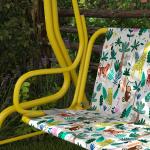 Hammock Barn 2-sits Grön Metall och Tyg för Trädgård Gunga med Tak och Säkerhetsbälte Robust 112x75x120 cm