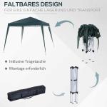 Hopfällbar Paviljong Partytält UV-Skydd Stål och Grön Polyester Inklusive Bärväska för Trädgård och Balkong Portabel 2,4 X 2,4 M