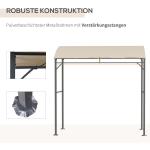 Grillpaviljong med Sidohyllor, Stabilt Grilltält med UV-Skydd, Praktiskt Solskydd för Grillmästaren, Beige, 215 x 150 x 220 cm