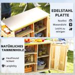 Grillvagn Serveringsvagn med Arbetsyta Natur av Trä för Trädgård och Terrass BBQ Grillbord med Handdukshängare 134,5 x 50 x 91,5 cm