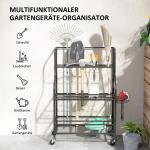 Trädgårdsredskapshållare Kvasthållare Svart av Metall ve Plast för Garage ve Bod Multifunktionellt Ställ 40 kg 77 x 40 x 97 cm