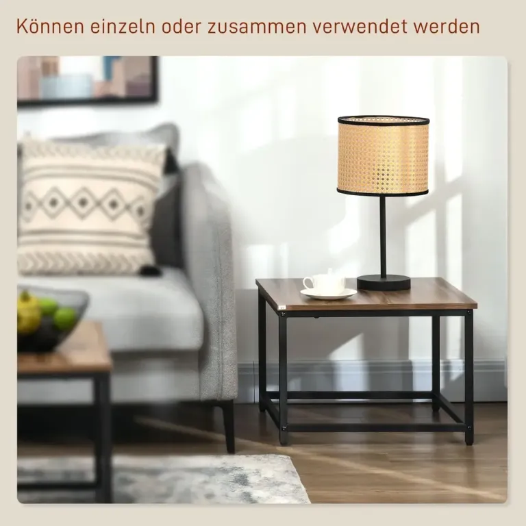 Soffbordsset Sidobord Set om 2 Natur Svart av Trälook