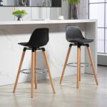 Barstolar 2-pack i Skandidesign med Fotstöd för Kök och Bar Ergonomisk och Modern Natur och Svart Trä 43 x 43 x 91 cm