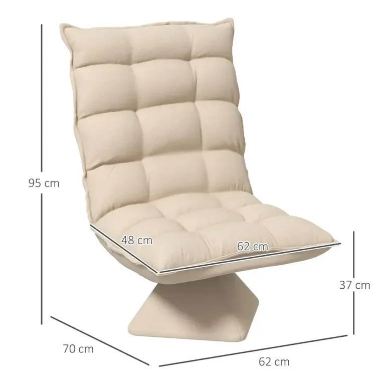 Vridbar Läsfåtölj med Linnelook Beige 62 x 70 x 95 cm