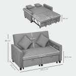 Bäddsoffa 4 i 1 med Justerbart Ryggstöd och Dyna för Vardagsrum och Sovrum Ergonomisk och Modern Grå Tyg och Metall