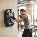 Boxningsmaskin Musikalisk Väggmonterad Svart Plast för Hemmaträning Elektronisk Boxboll med Bluetooth och Handskar Rolig Träning 9 Hastigheter Smart
