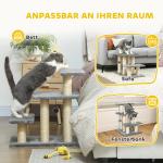 Hundtrappa 3 Steg Grå Sisal och Plysch för Små Hundar och Katter Djurtrappa med Klösytor och Lekboll 54 cm