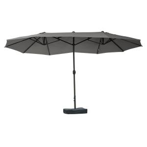 Ovalt Dubbelparasoll med Vev, Extra Stort Solskydd med Kryssfot, Perfekt för Stora Uteplatser och Loungegrupper, Mörkgrå, 460 x 270 x 240 cm