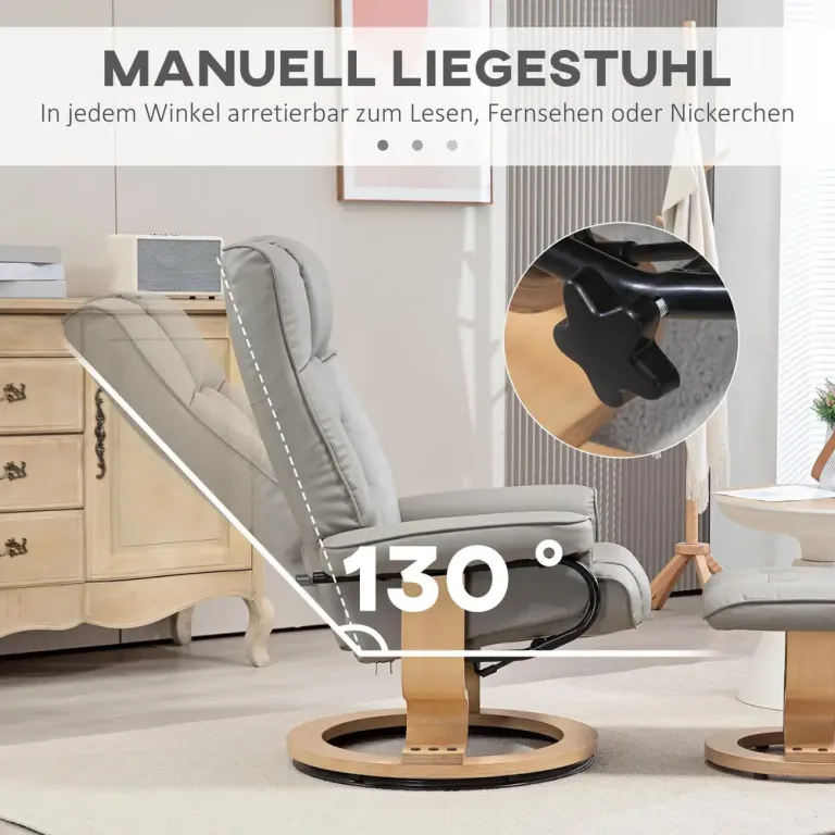Relaxfåtölj TV-Stol Grå av Konstläder 76 x 85 x 104 cm
