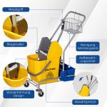 Moppvagn med 25 L Kapacitet och 4 Hjul för Effektiv Golvvård Hållbar och Ergonomisk Gul Plast för Rengöring och Städning