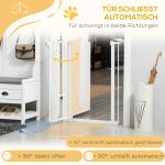 Dörrsäkerhetsgrind Trappgrind Vit av Metall för Hundar och Bebisar med Automatisk Stängning Ingen Borrning Krävs 74-80 cm