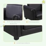 Barnfåtölj med Fotpall i Konstläder, Bekväm Minisoffa för Barn 3-7 År, Ergonomisk Sittplats med Träram för Barnrummet, Svart, 54 x 42 x 41 cm