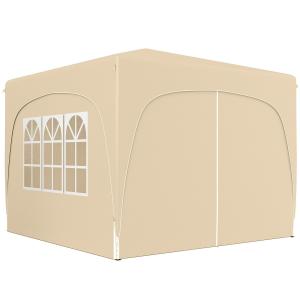 Lusthus Paviljong Pop-Up Partytält Sandfärgad av Polyester och Metall för Trädgård och Camping Vintertätt Tält med 4 Sidopaneler 3 x 3 m