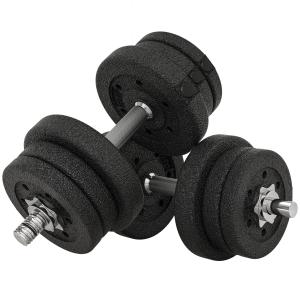 Hantelset 25 kg med Viktskivor, Stål och Konstläder, Svart
