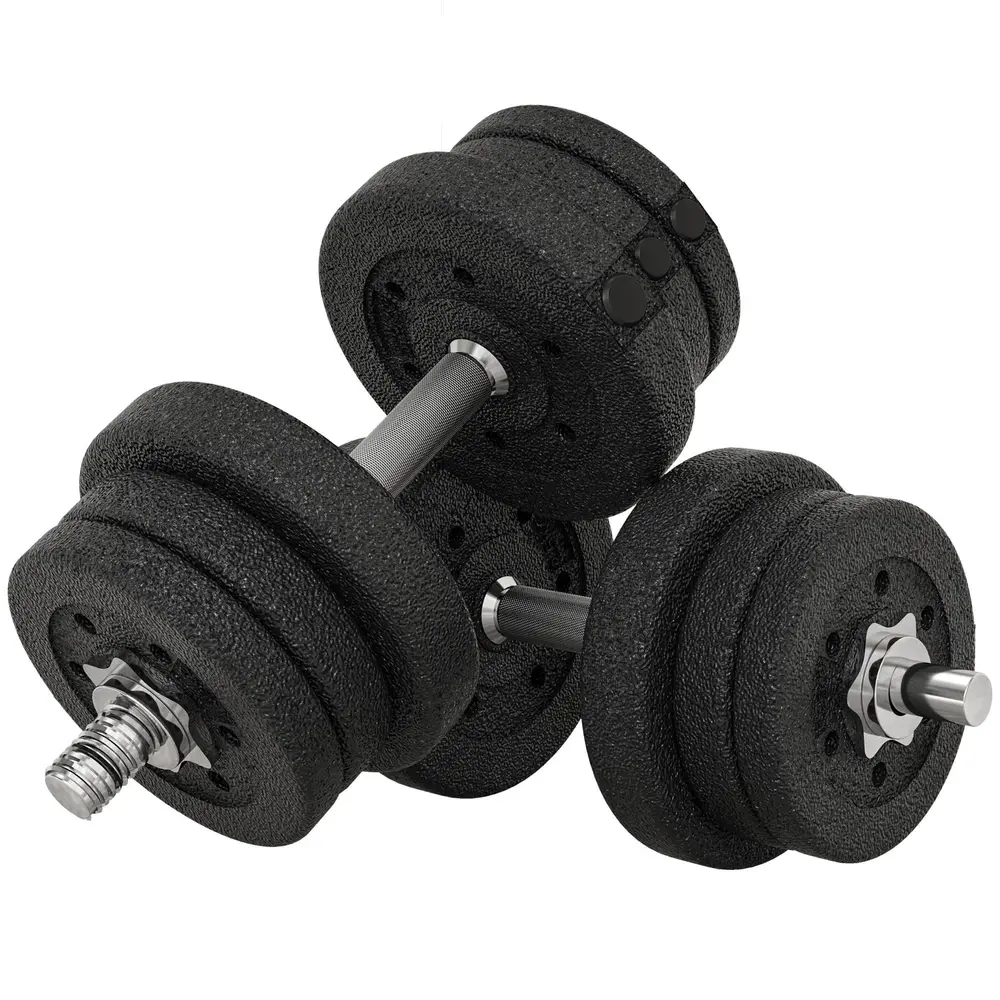 Hantelset 25 kg med Viktskivor Stål och Konstläder Svart