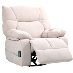 Massagestol med Värme- och Lutningsfunktion, Roterbar, upp till 150 kg, Metallram, Beige, 98 x 90 x 98 cm