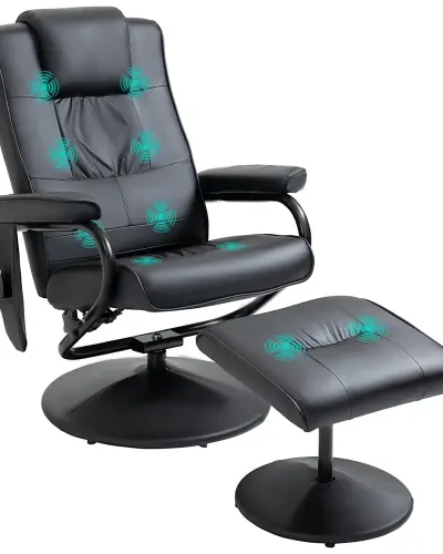 Massagestol med Pall Vridbar Vilstol med Massagefunktion