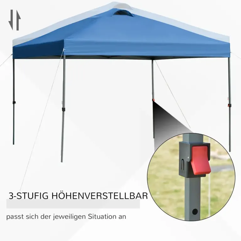 Trädgårdspaviljong Pop-up Partytält Blå av Polyester 3 x 3 m