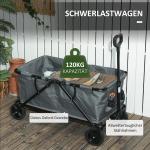 Hopfällbar Trädgårdsvagn Transportvagn med Avtagbar Presenning, 120 kg, 160 L, Mörkgrå