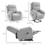 Elektrisk TV-Stol med Uppresningshjälp, Bekväm Relaxfåtölj i Linnetyg, Justerbar Liggfunktion för Seniorer, Ljusgrå, 83 x 89 x 102 cm