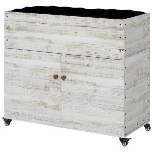 Upphöjd Träbädd Växtlåda Vit av Trä för Trädgård och Balkong med Skåpsfack och Hjul Örtbädd 110 x 50 x 95 cm