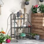 Trädgårdsredskapshållare Kvasthållare Svart av Metall ve Plast för Garage ve Bod Multifunktionellt Ställ 40 kg 77 x 40 x 97 cm